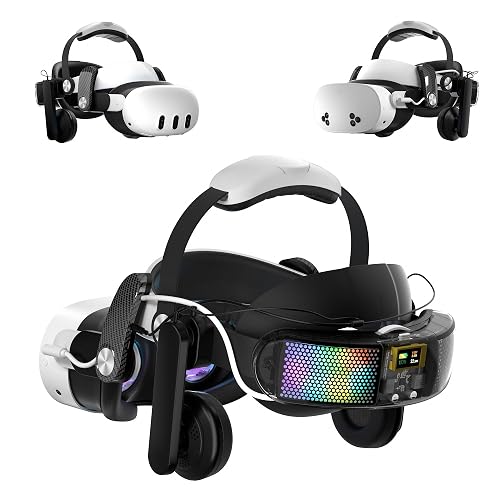 WOUNMTT Head Strap for Meta Quest 3/3S, Audio VR Head Strap with 10000mAh Battery & Detachable Speakers, Charge and Use Headphones Simultaneously