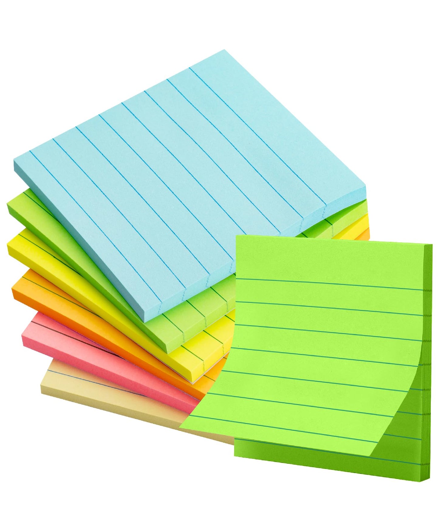 Mr. Pen- Lined Sticky Notes, 3" x 3", 6 Pads, 45 Sheets/Pad