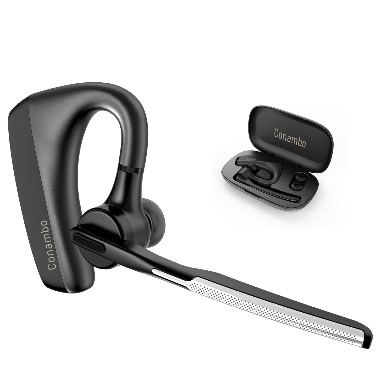 Conambo K18 Wireless Headset Bluetooth V5.1, Bluetooth Earpiece 16 Hrs Talking Time Hands-Free Single Ear Bluetooth Headset with Dual Mic Noise