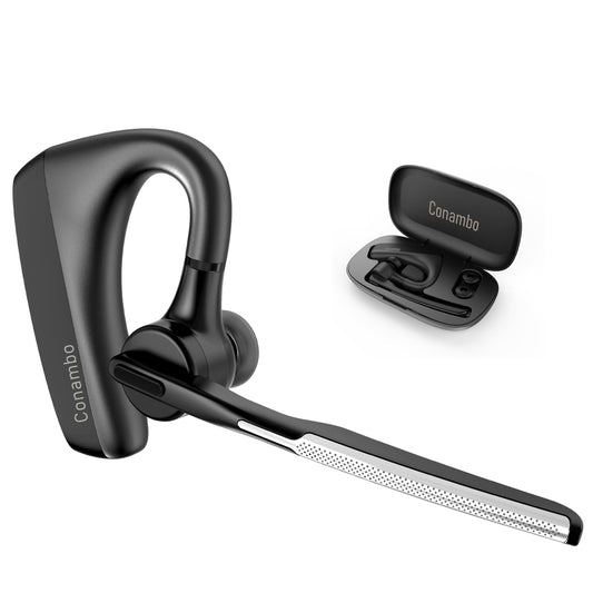 Conambo K18 Wireless Headset Bluetooth V5.1, Bluetooth Earpiece 16 Hrs Talking Time Hands-Free Single Ear Bluetooth Headset with Dual Mic Noise