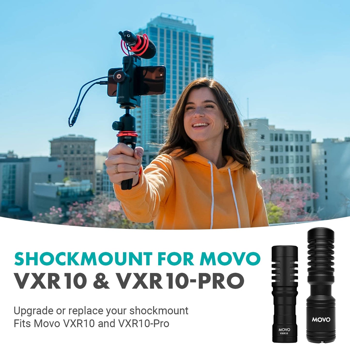 Movo SMVXR10RY Upgraded Rycote Lyre Shockmount for Shotgun Video Microphones 19mm to 22mm in Diameter. Shock Mount with Camera Shoe Mount VXR10