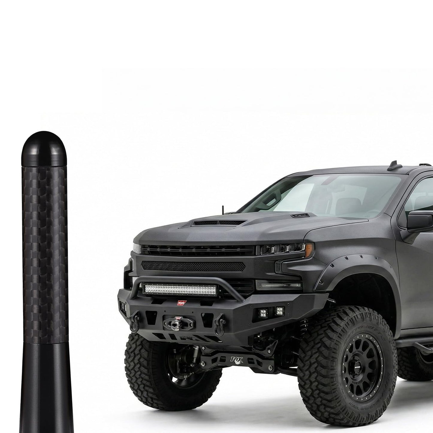 AXECO 3" inch Carbon Fiber Short Antenna for Ford F150 F250 F350 Bronco Ram 1500 Wrangler Gladiator Rav 4 Radio AM/FM Vehicle Roof Stubby Topper