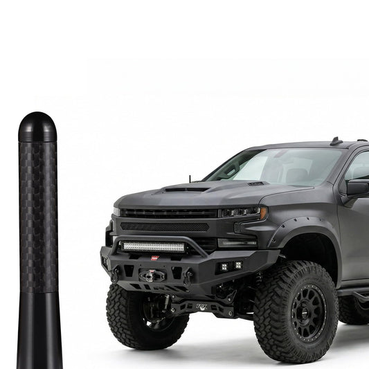 AXECO 3" inch Carbon Fiber Short Antenna for Ford F150 F250 F350 Bronco Ram 1500 Wrangler Gladiator Rav 4 Radio AM/FM Vehicle Roof Stubby Topper