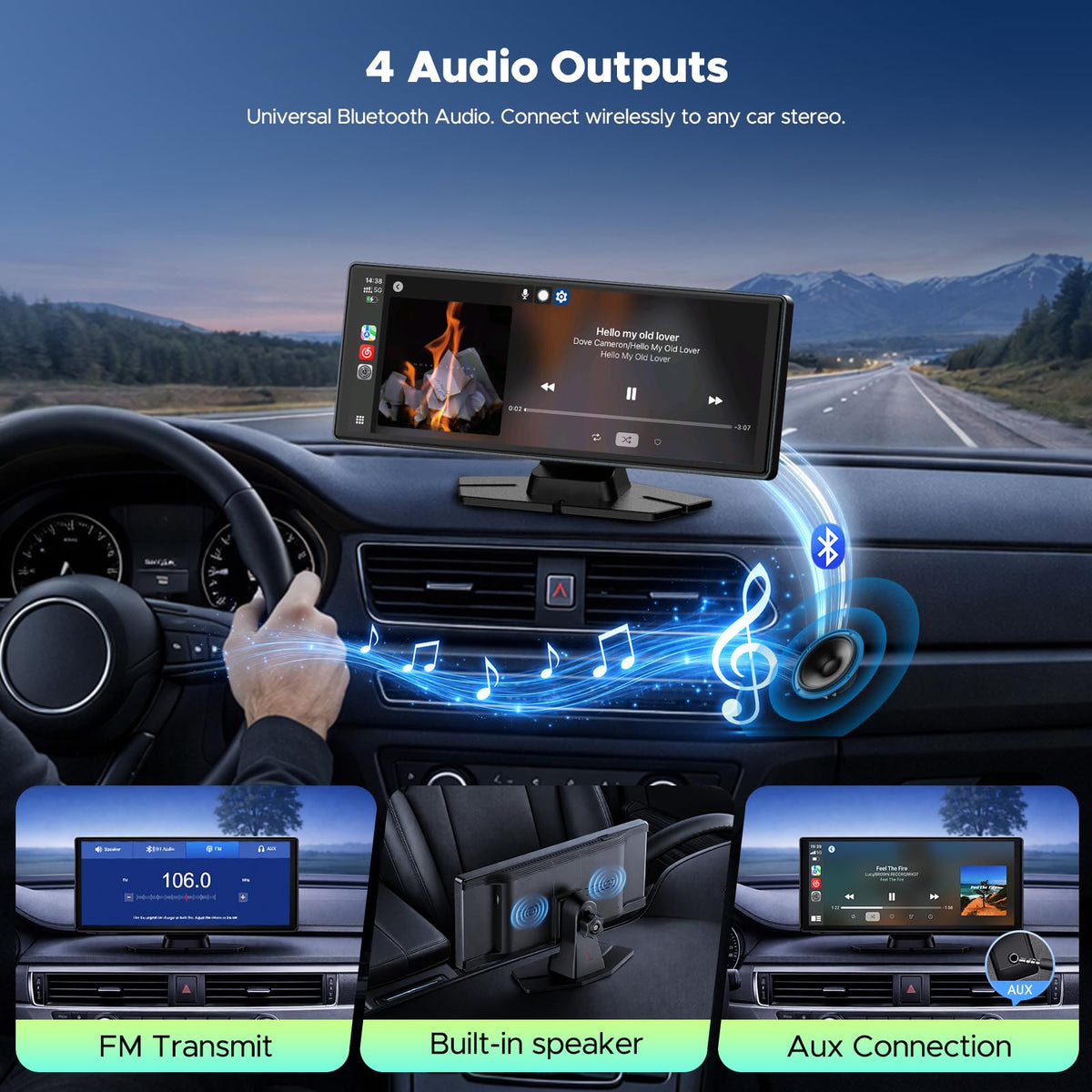 LAMTTO 9.26" Wireless CarPlay Screen for Car, Android Auto, Backup Camera