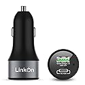 LinkOn 63W USB C Car Charger PPS&PD 3.0(45W) + QC 3.0(18W) Dual Port - Fast Car Charger Compatible with Laptop, Phone & Tablet - MacBook, Dell XPS, HP