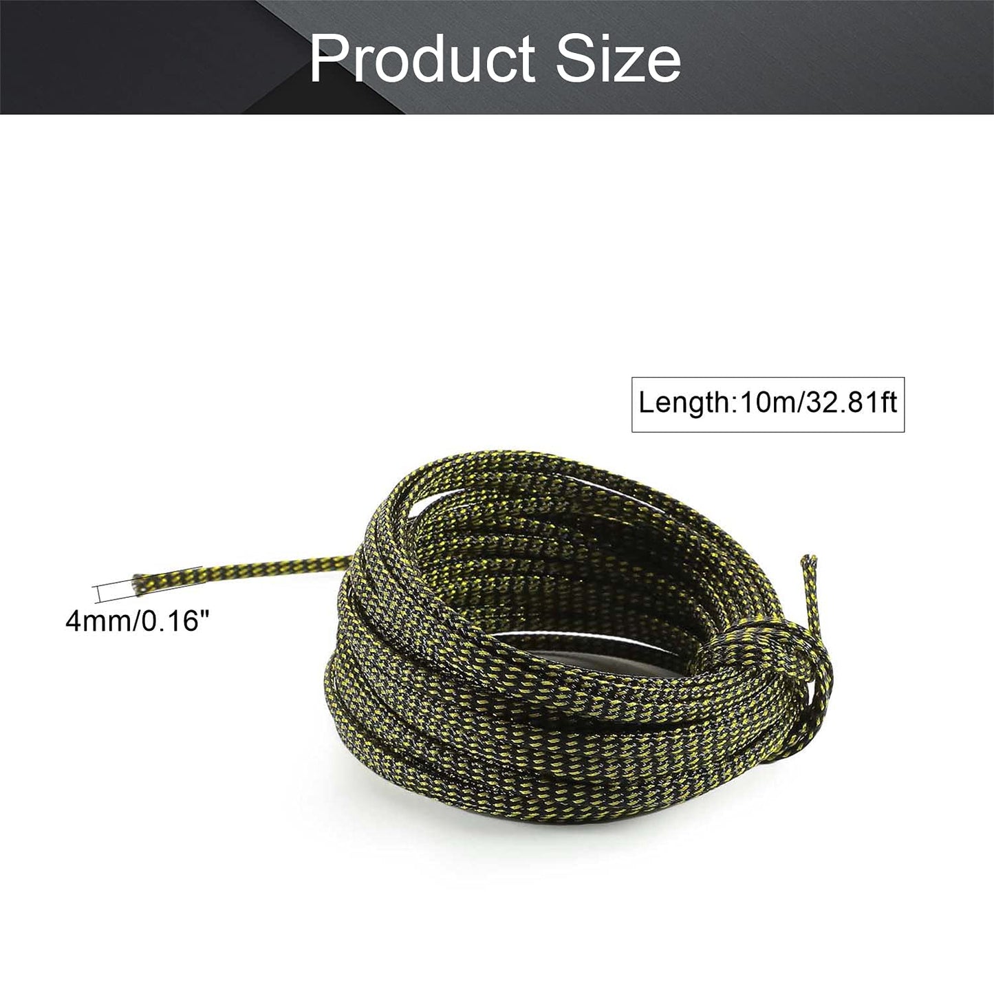 Othmro 1Pcs 393.7inch/32.8ft PET Expandable Cord Protector Wire, 0.16" Width Loom Tubing Cable Non-Split Sleeving Flexible Wire Mesh Sleeve Black Gold