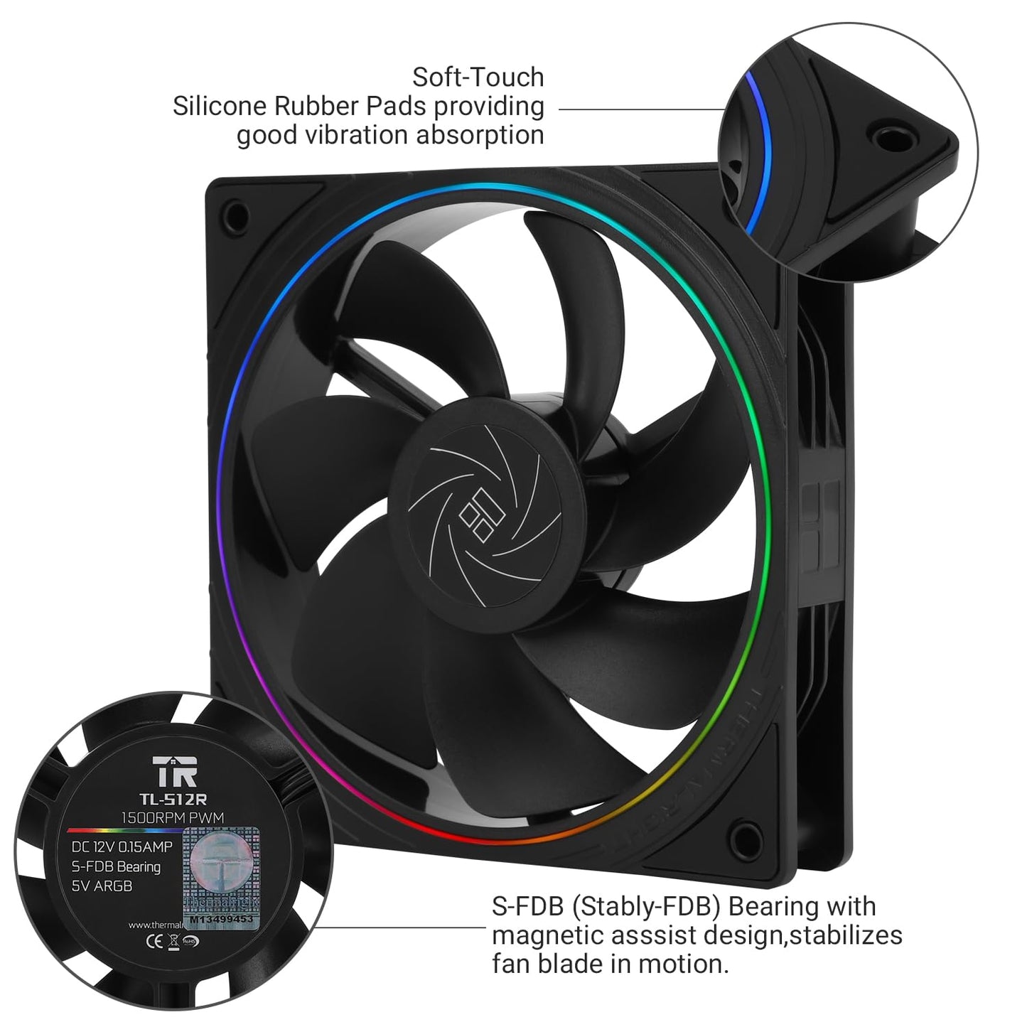 Thermalright TL-S12R CPU Fan,Case Cooler Fan, Silent Computer Reverse Under 23.2dB(A) for Case CPU Liquid Cooler and CPU Air Cooler, Quiet CPU Reverse
