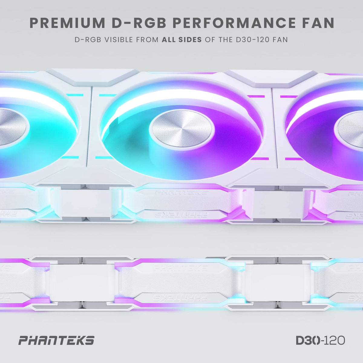 Phanteks D30 120mm ARGB PWM PC Case Fan, Daisy-Chain, White