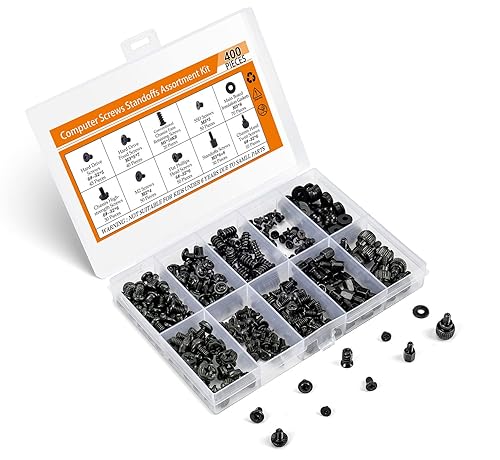 400PCS Motherboard Standoffs Computer Screws Assortment Kit for Motherboard PC Fan HDD Power Supply SSD Hard Drive Graphics PC Case, Motherboard