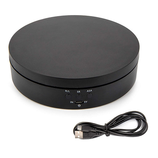 Leadleds 360 Degree Turntable Display Stand, 3 Speeds Electric Rotating Display Stand for Photography Video Shooting Props Jewelry (Black)