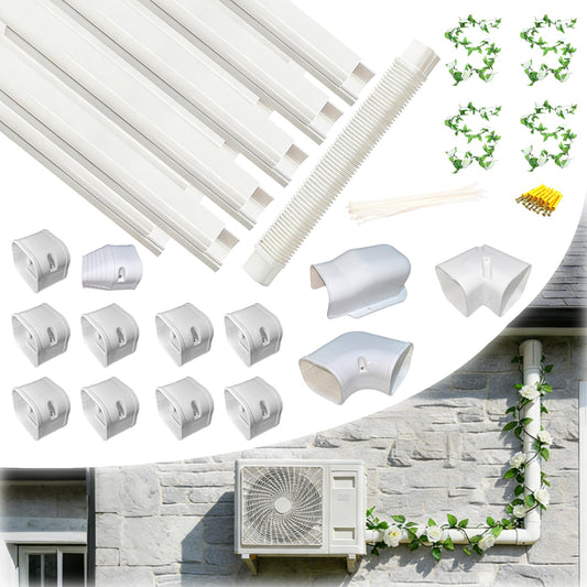 GROVOAK Mini Split Line Set Cover Kit - Decorative PVC AC Cover with Lifelike Green Plants, Easy DIY Installation, Fits Mini Split, Central AC & Heat