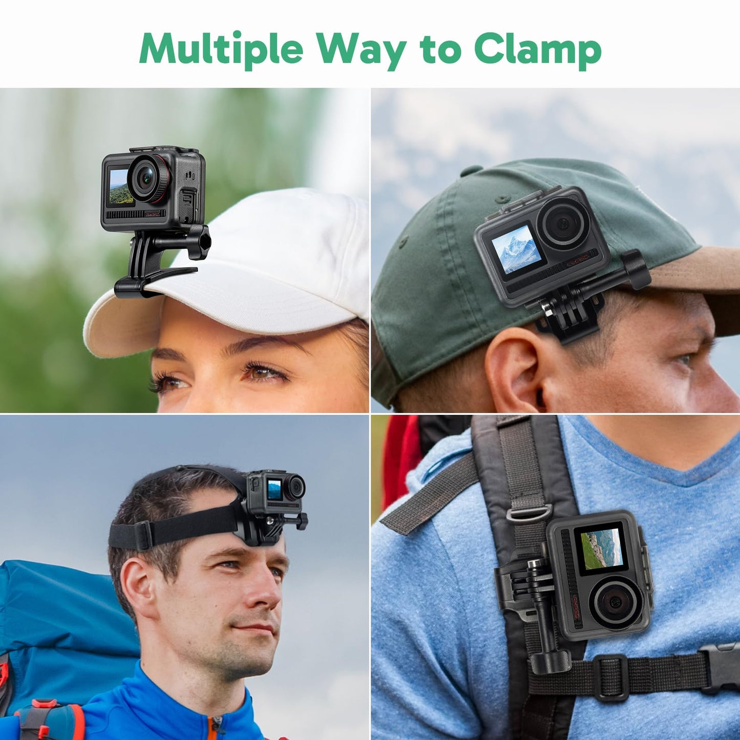 AKASO 2-in-1 Quick Release Adjustable Head Strap Mount for GoPro Hero 13 12 11 10 9, EK7000/EK7000 Pro, Brave 4/4 Pro, Brave 7/7 LE, V50 X, V50 Elite
