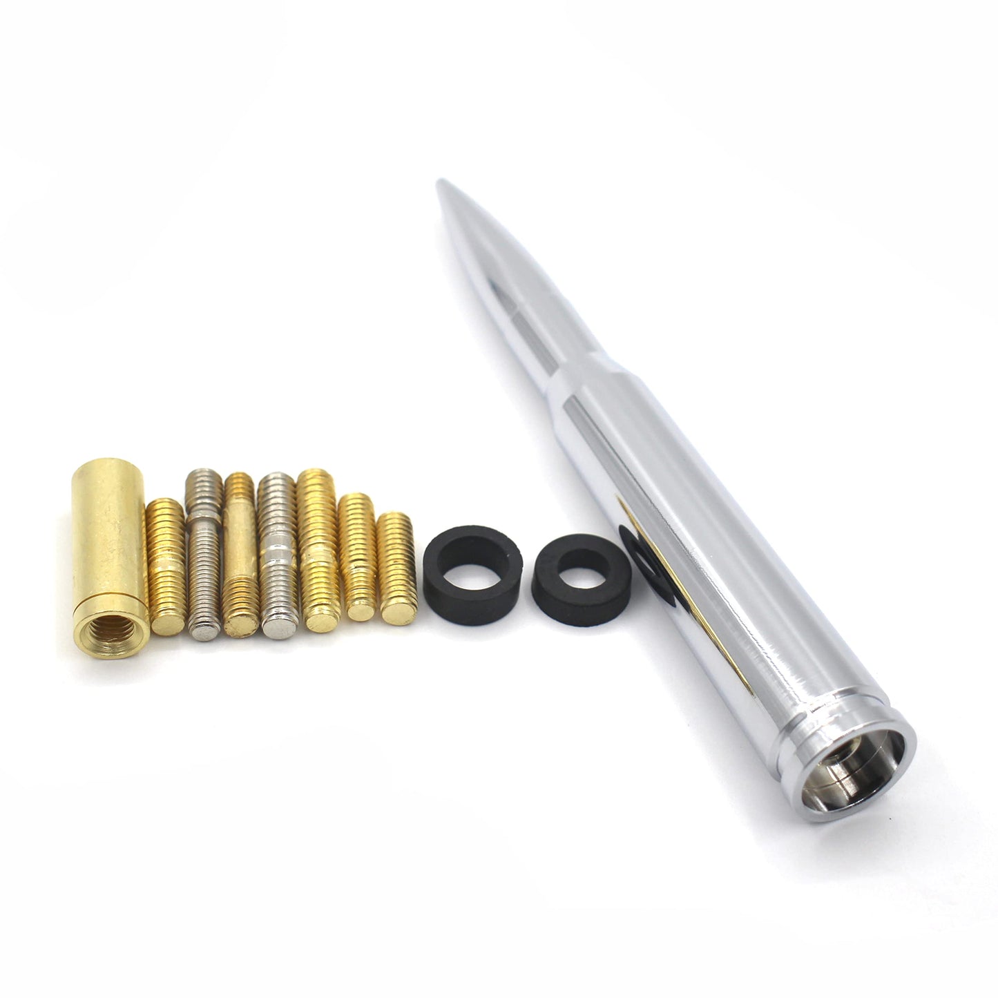Chrome Stubby Antenna mast 50 Cal Fit for car Track Antenna Delete Replacement, Ford F150 F250 F350 RAM 1500 2500 GMC Denali Chevy Pick-up