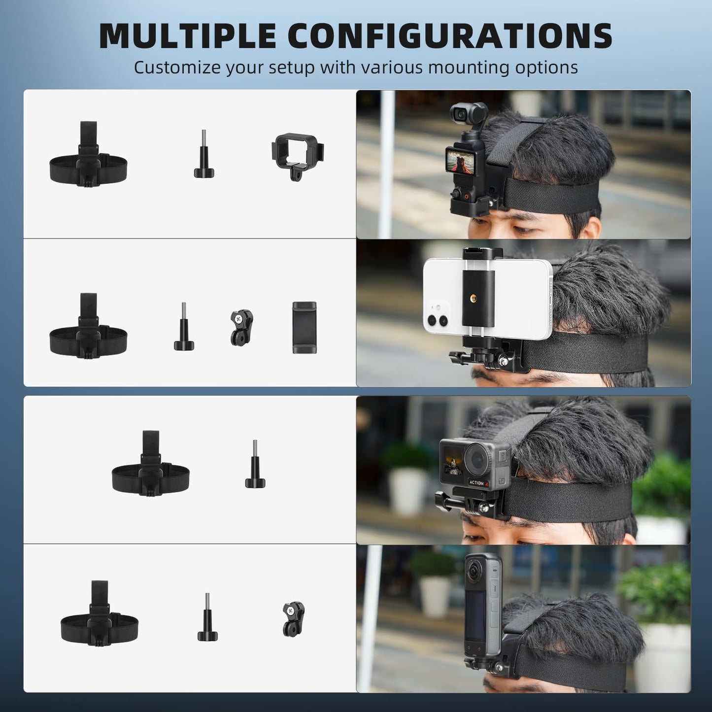 BRDRC POV Phone Chest Mount for iPhone, Head Mount Camera for Recording Vlog Body Harness Strap Holder Clip Kit for Gopro, for DJI Osmo Pocket 3,