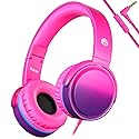 rockpapa Grade Wired Headphones with Microphone, Lightweight Foldable Stereo Bass Headphones with No-Tangle Cord & 3.5mm Jack for Women/Kids, Laptop…