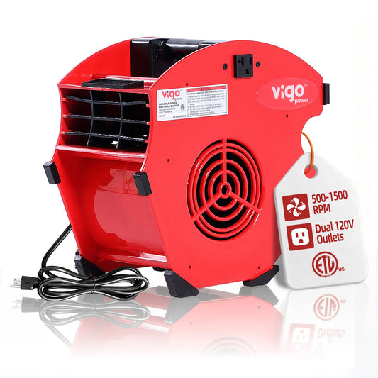 VIGO POWER 300 CFM Air Mover Fan, Car Dryer Blower & Carpet Dryer, Red