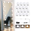 AIBOO Vanity Lights for Mirror, 16 Bulbs Makeup CCT Lighting, Dimmable Brightness & Adjustable Color Temperature, Plug in Stick on for Makeup Dressing