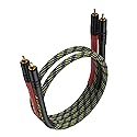 Moonsaudio HiFi Interconnect Cable 2RCA Male to Dual RCA Male AV Cables,Digital & Analogue Subwoofer Stereo Audio Cable for Home