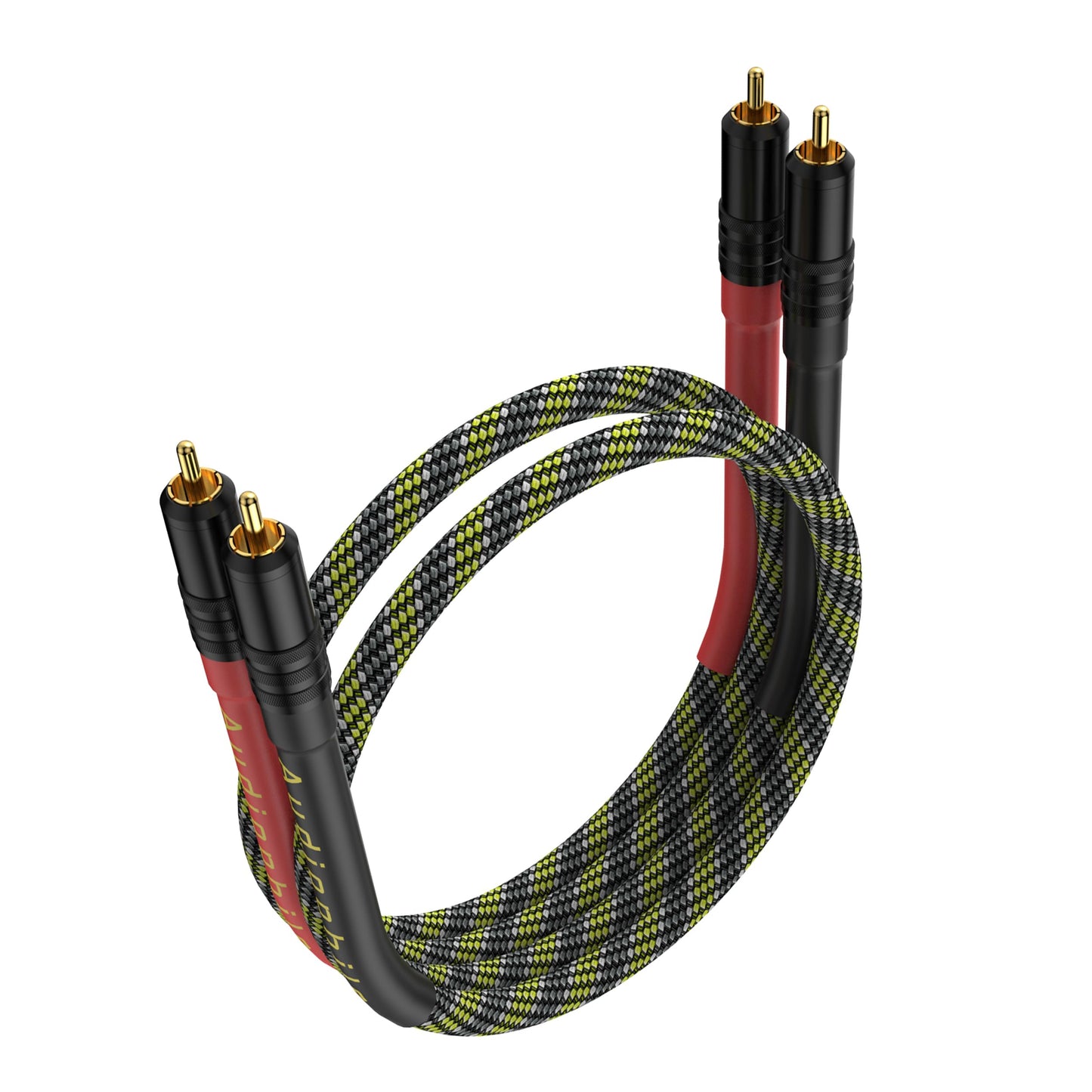 Moonsaudio HiFi Interconnect Cable 2RCA Male to Dual RCA Male AV Cables,Digital & Analogue Subwoofer Stereo Audio Cable for Home
