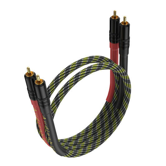 Moonsaudio HiFi Interconnect Cable 2RCA Male to Dual RCA Male AV Cables,Digital & Analogue Subwoofer Stereo Audio Cable for Home
