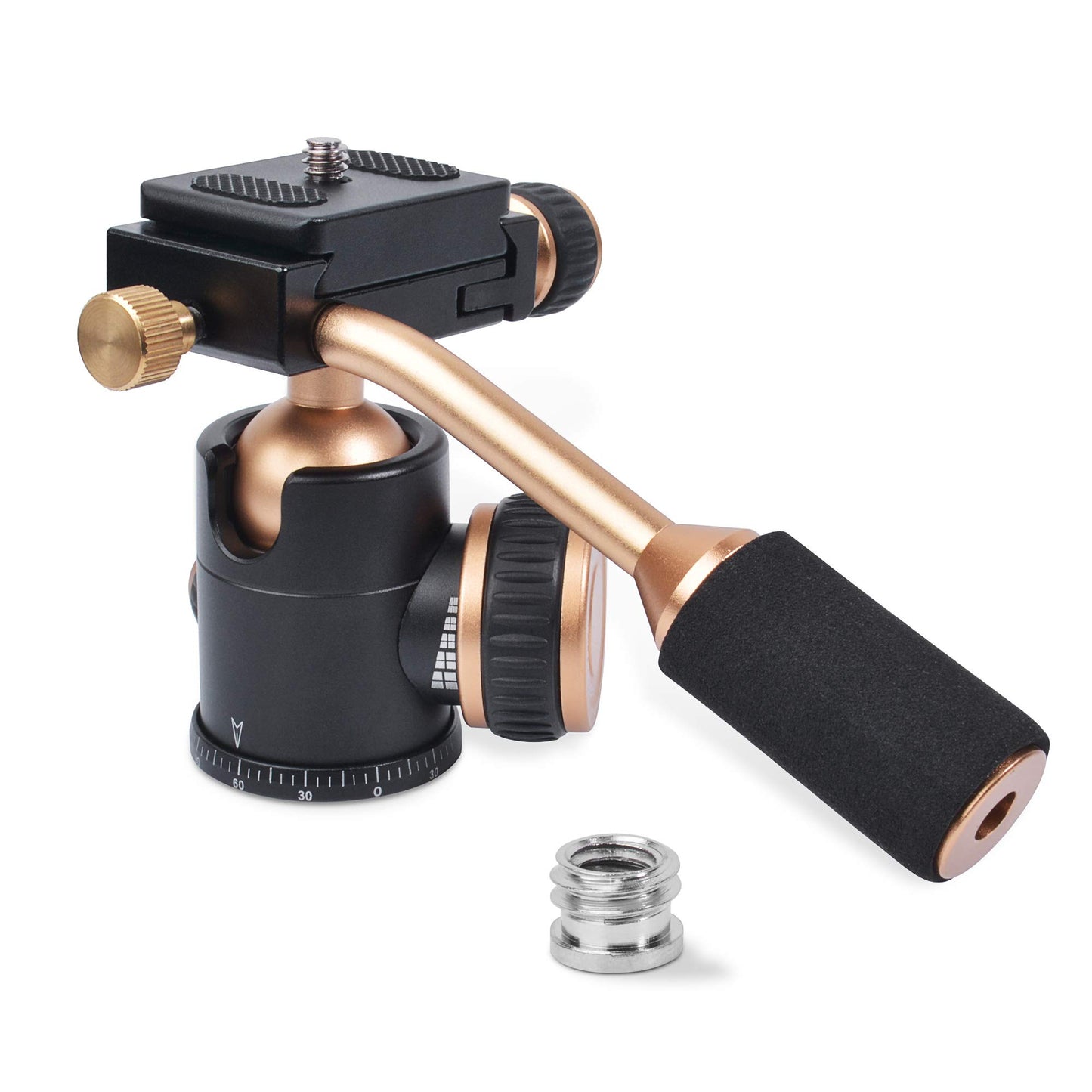 Tripod Head, Flexi-Tilt Universal Ball Head with Quick Release Plate, 1/4 Screw for DSLR Camera, Video Camcorder, Cellphone/Pad, Mirrorless Cameras