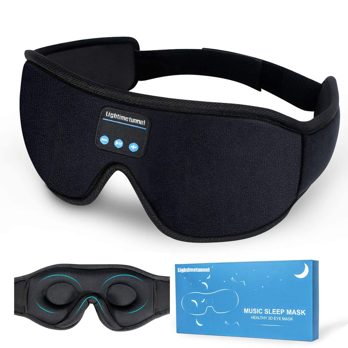 Sleep Headphones, Bluetooth 5.0 Wireless 3D Eye Mask, Lightimetunnel Washable Sleeping Headphones for Side Sleepers With Adjustable Ultra Thin Stereo…