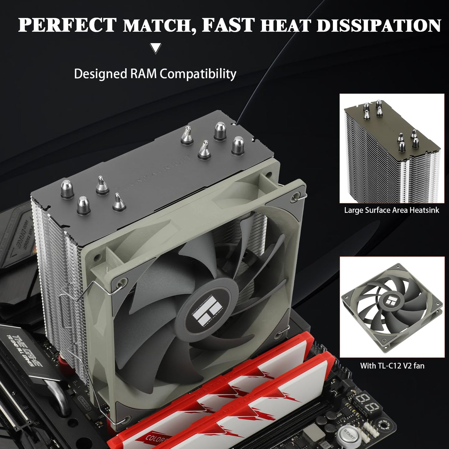 Thermalright Assassin Spirit 120 V2 CPU Air Cooler, 4 Heat Pipes, TL-C12C V2 PWM Quiet Fan for AMD AM4/AM5 & Intel 1100/1200 CPU Cooler