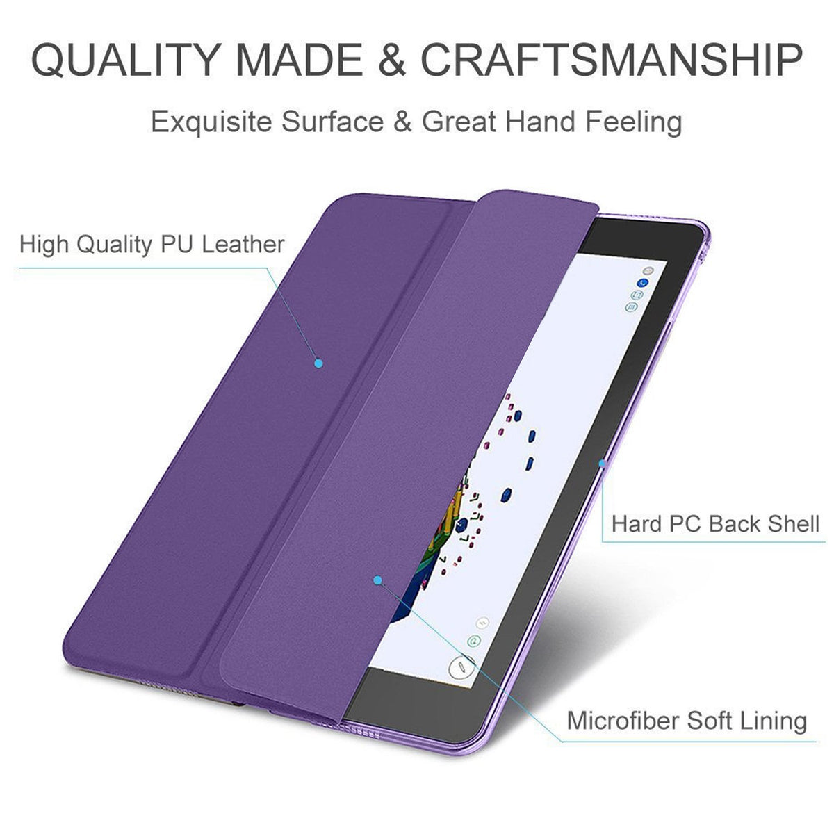 DuraSafe Cases for iPad 9.7 Inch 2017(A1822, A1823) Tri Fold Ultra Slim Fit Smart Shell Protective Premium Cover Auto Sleep/Wake, Multi-Angle Stand