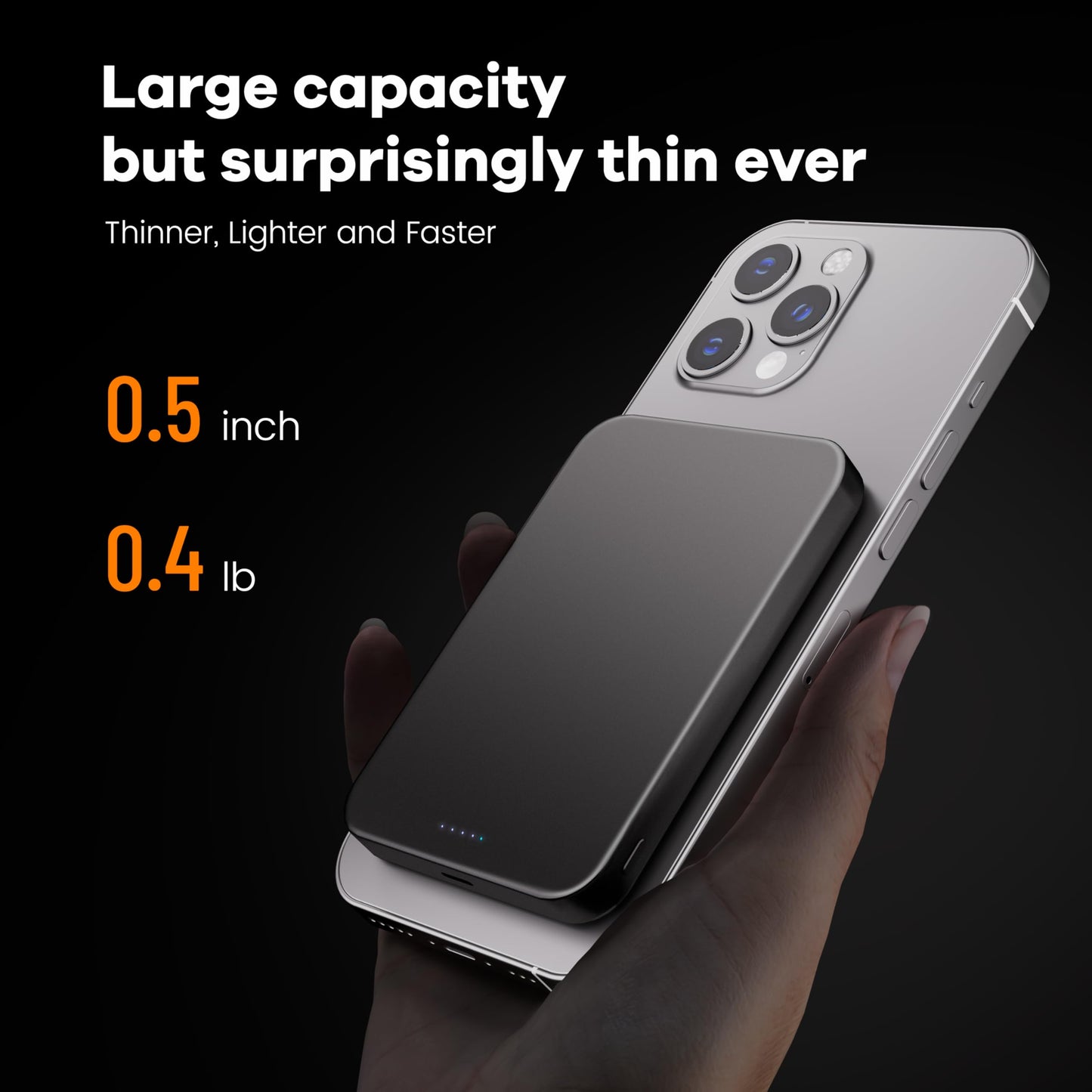 Catmart Power Bank, Ultra-Thin 10,000mAh Magnetic Wireless Portable Charger, 22.5W Fast Charging Battery Pack, Comes with USB-C Cable, Designed