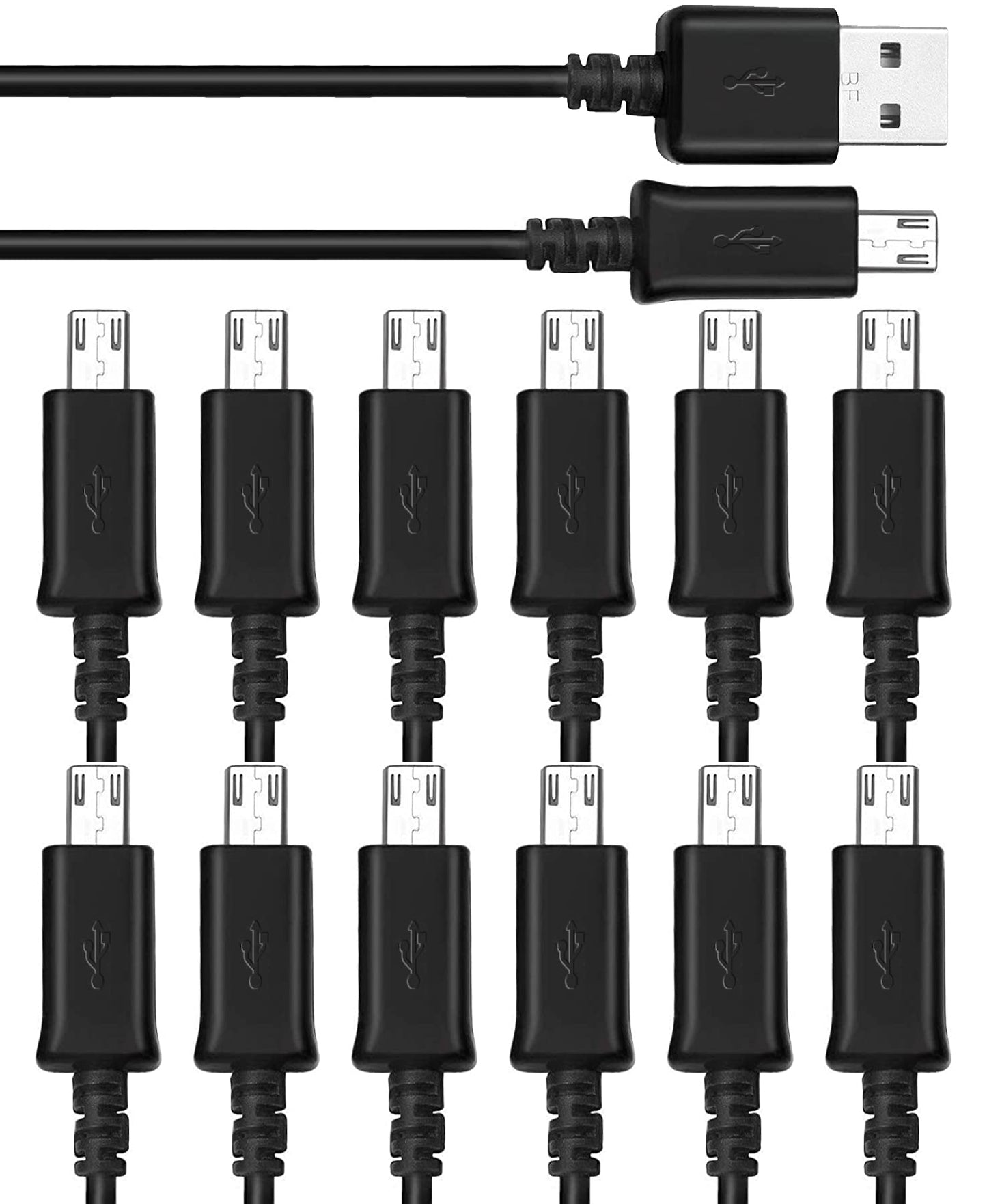 tekSonic [12-Pack Micro USB Cable Multi Pack Bulk Lot - 1 M/3.3 ft Charging, Data Sync Fast Micro USB to USB A Cord for Samsung Galaxy S7 S6 Edge J7