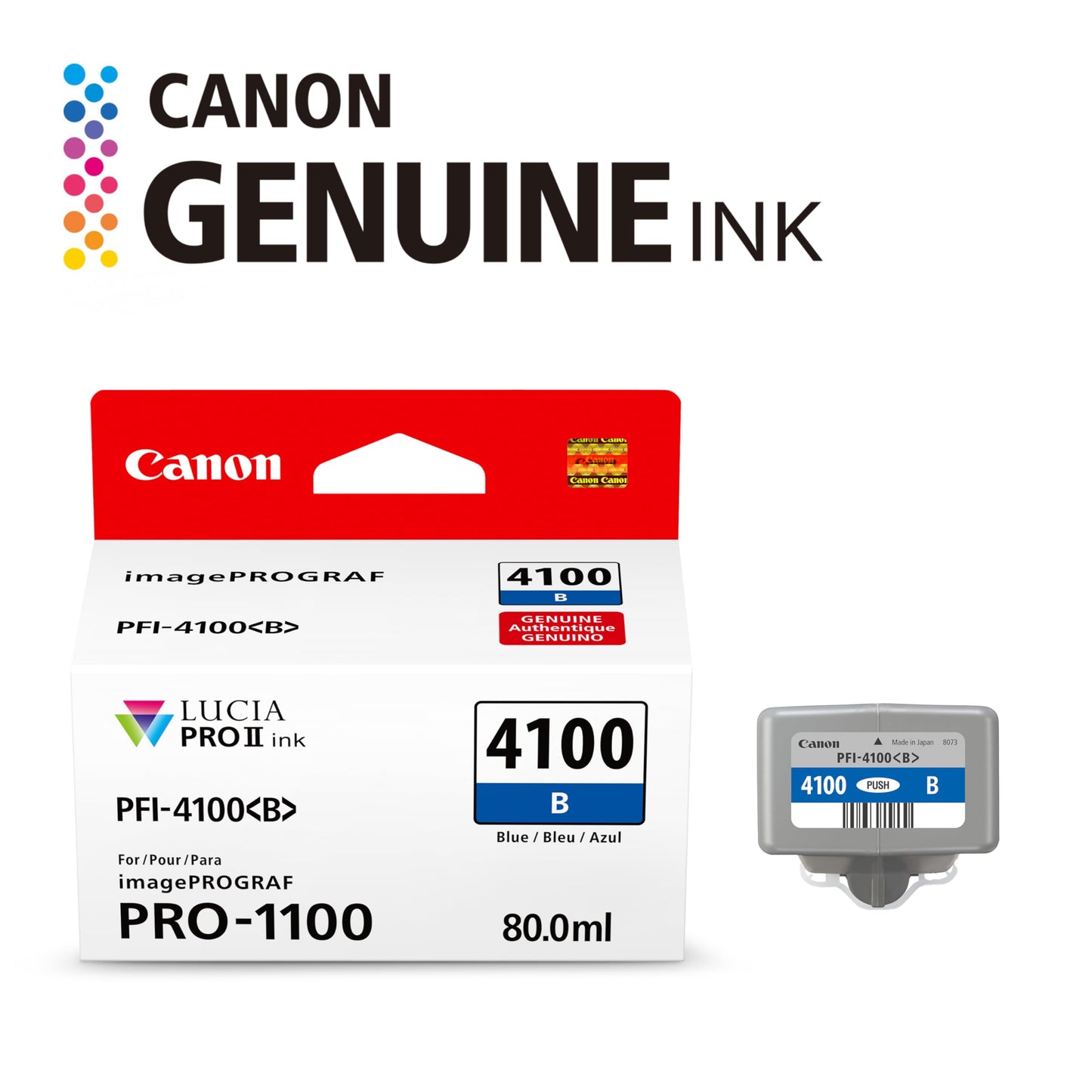 Canon PFI-4100 Genuine Blue Ink Tank, Compatible with imagePROGRAF PRO-1100 Printers