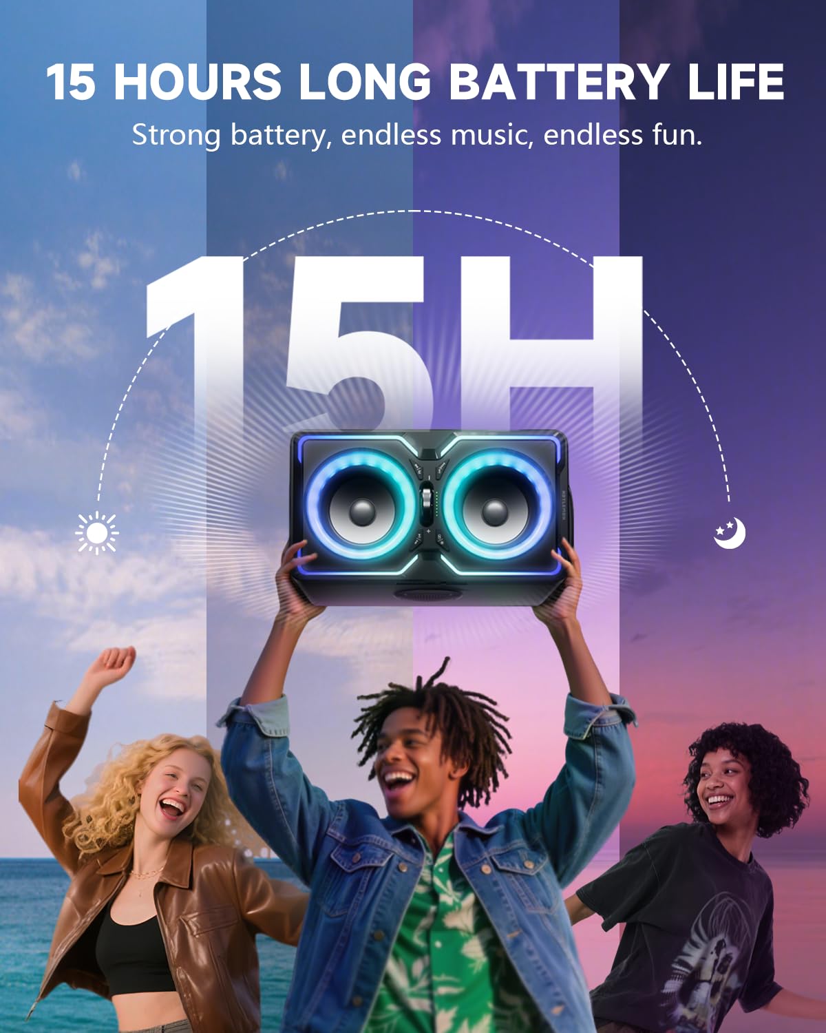 Hotlemon Large Bluetooth Speaker: 240W Peak Powerful Loud Sound with Deep Bass, 15H Playtime, Fast Charge, TWS, Portable Wireless Speakers