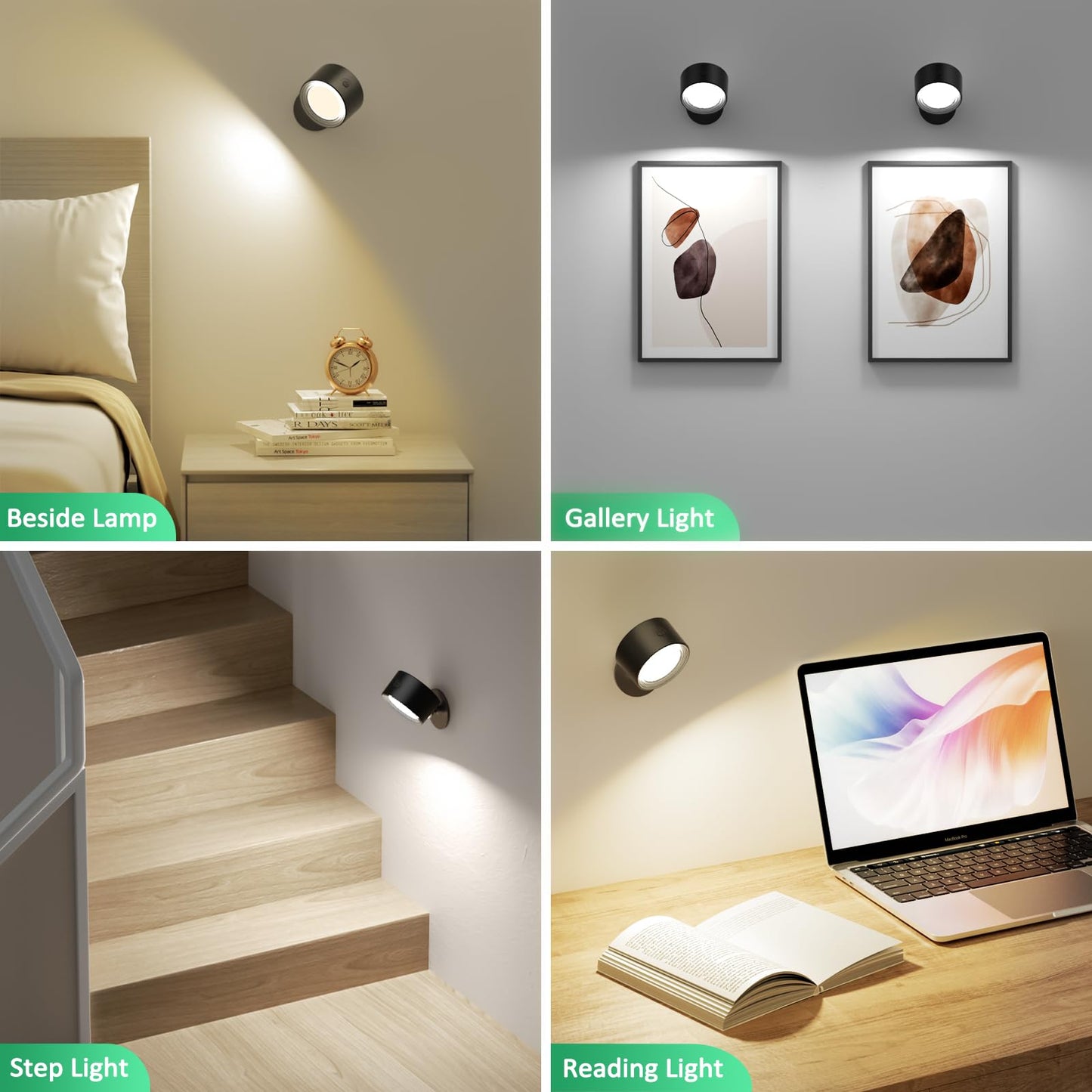 Lightbiz LED Wall Mounted Lights 3 Pcs with Remote, Wall Sconces Lamp 3000mAh Rechargeable Battery Operated, 3 Color Temperatures & Dimmable Magnetic