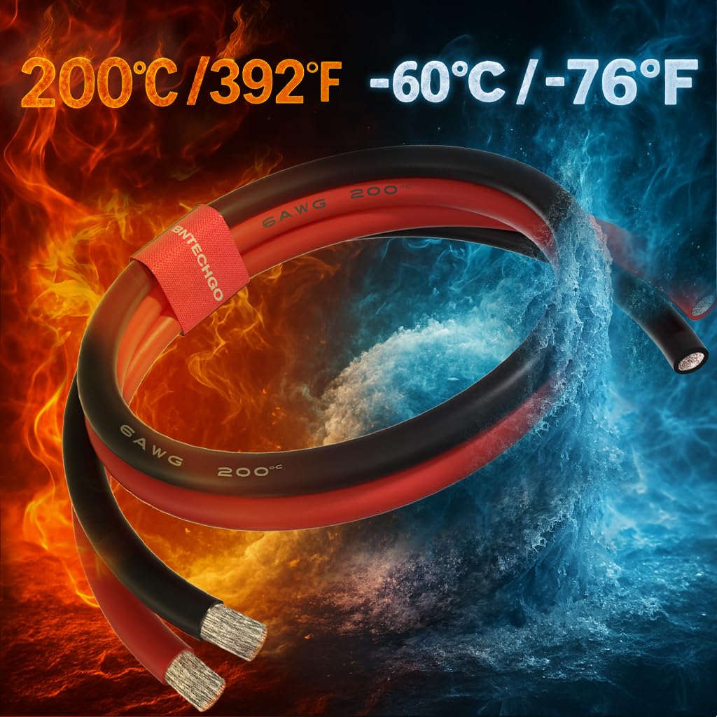 BNTECHGO 6 Gauge Silicone Wire 5 ft Red and 5 ft Black Flexible 6 AWG 3200 Strands of 0.08mm tinned Copper Wire