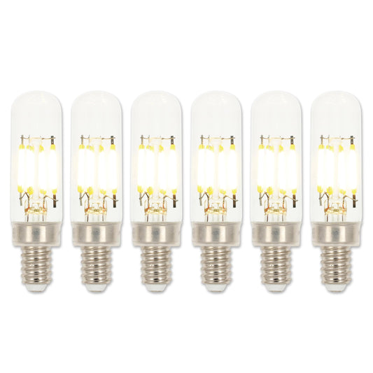 Westinghouse 5168120 4.5 Watt (40 Watt Equivalent) T6 Dimmable Clear Filament LED Light Bulb, Candelabra Base, 6 Pack
