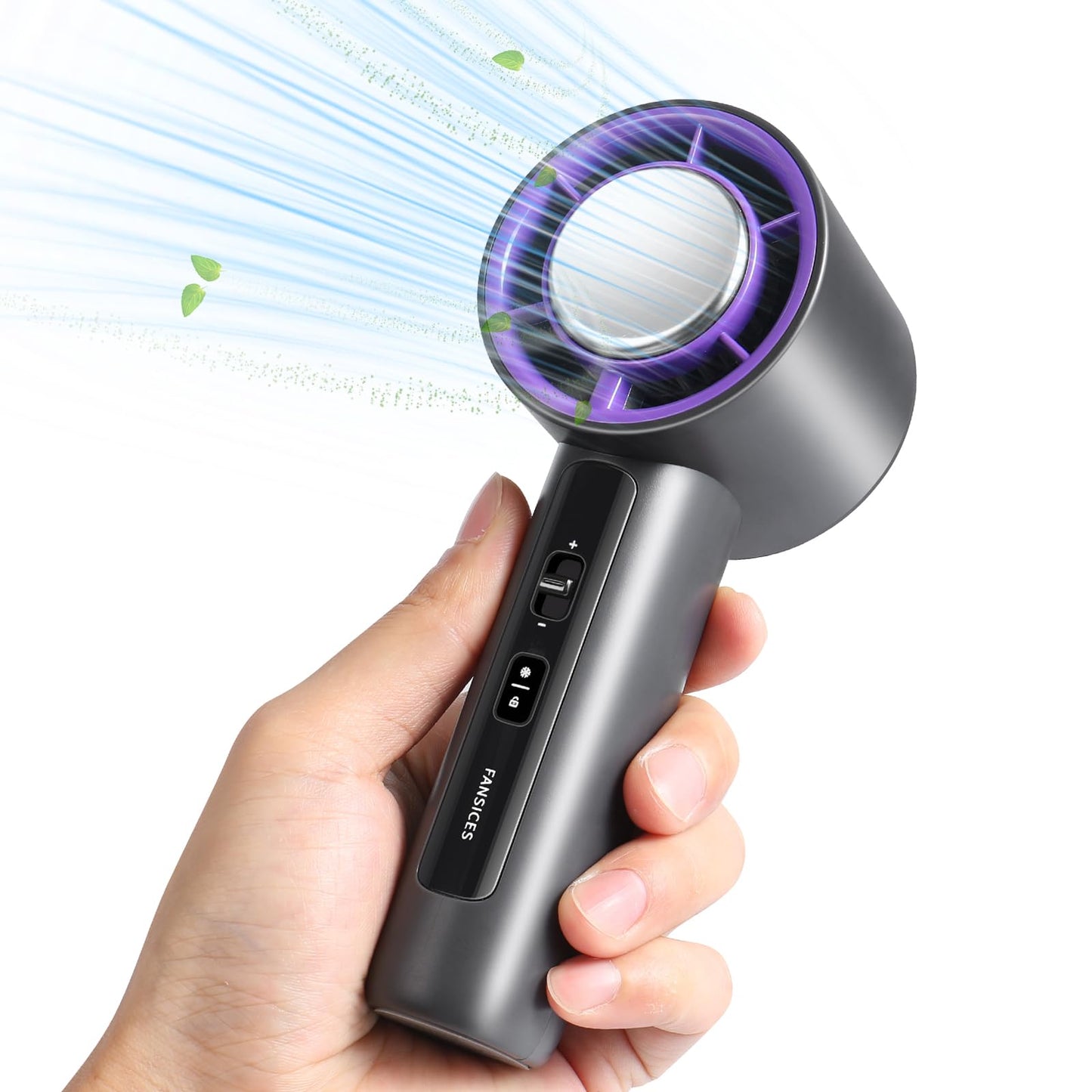 Fansices Small Portable Fan for Travel,Adjustable Speed Mini Fan Handheld with Digital Display, 4500mAh Battery Rechargeable Personal Fan