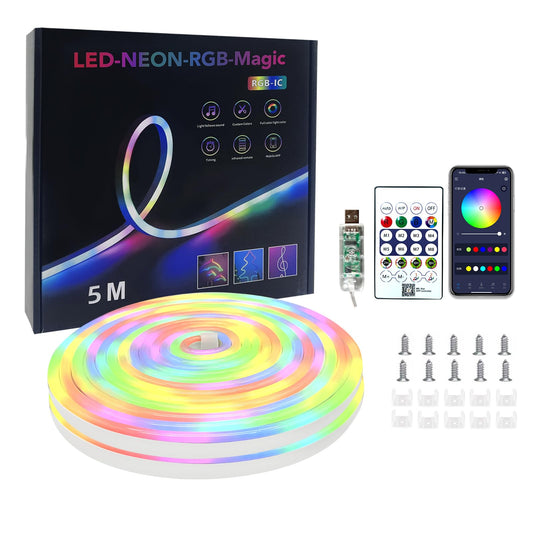 XSY CSZXINGSY 16.4ft Neon Rope Lights,Flexible Led Rope Lights Control with App/LED Strip Lights - Waterproof, Bendable, Indoor/Outdoor Use