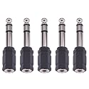 eBoot 6.35mm to 3.5mm Adapter 6.35 mm (1/4 Inch) to 3.5 mm (1/8 Inch) Adapter Female Stereo Audio Earphone, 5 Pieces, Black