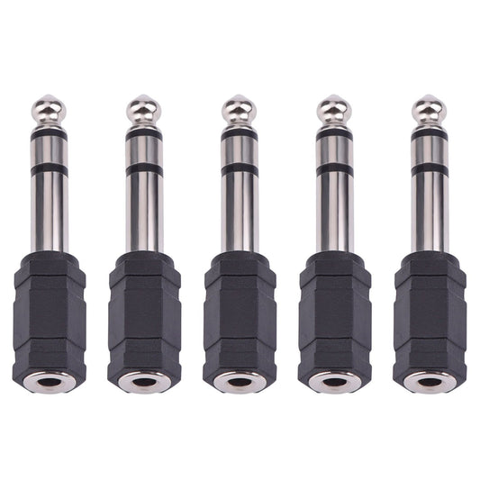 eBoot 6.35mm to 3.5mm Adapter 6.35 mm (1/4 Inch) to 3.5 mm (1/8 Inch) Adapter Female Stereo Audio Earphone, 5 Pieces, Black