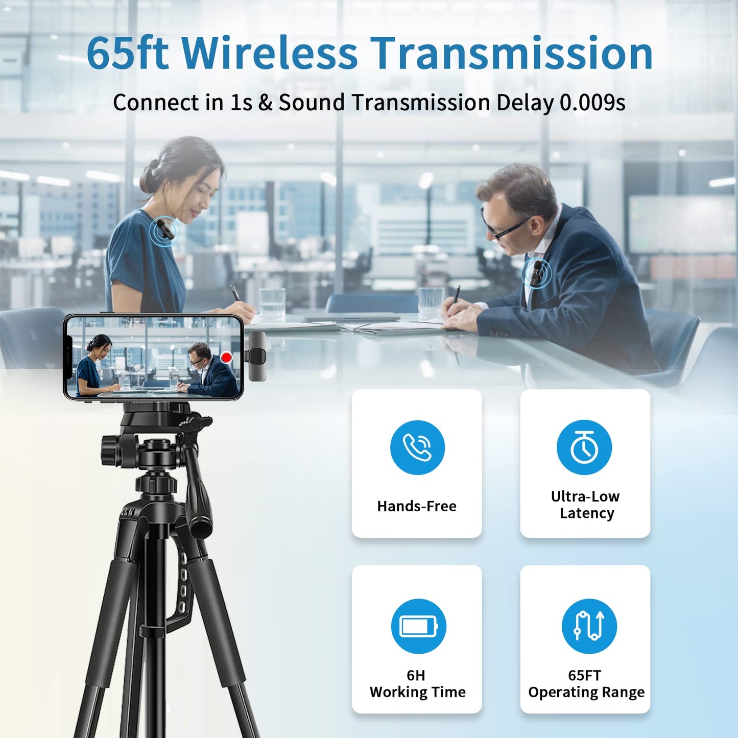 JUMAOCIO Wireless lavalier Microphone, Microphone for iPhone,2-in-1 for iPhone and iPad, Interview,Live Steam?Youtubers?Vloggers?TikTok