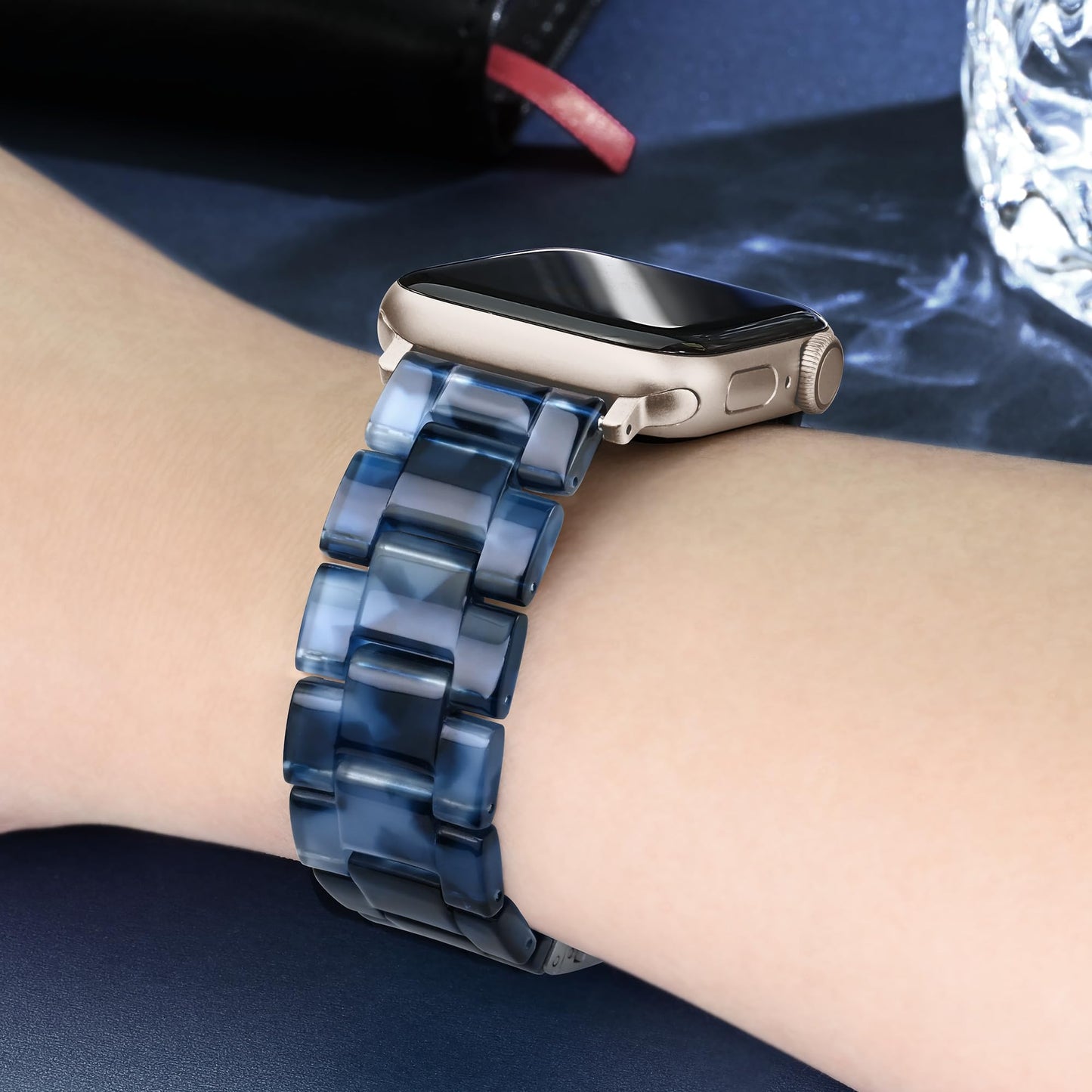 Melyis for Resin Apple Watch Bands 46mm 45mm 44mm 42mm 49mm, fit Apple Watch Bands for Women 44mm, iWatch Bands Womens, Strap for Apple Watch Series
