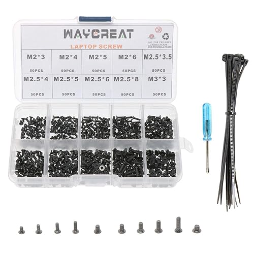 Waycreat 500pcs M2 M2.5 M3 Laptop Notebook Computer Screws Set Kit for IBM HP Dell Samsung Sony Toshiba Gateway Acer Lenovo