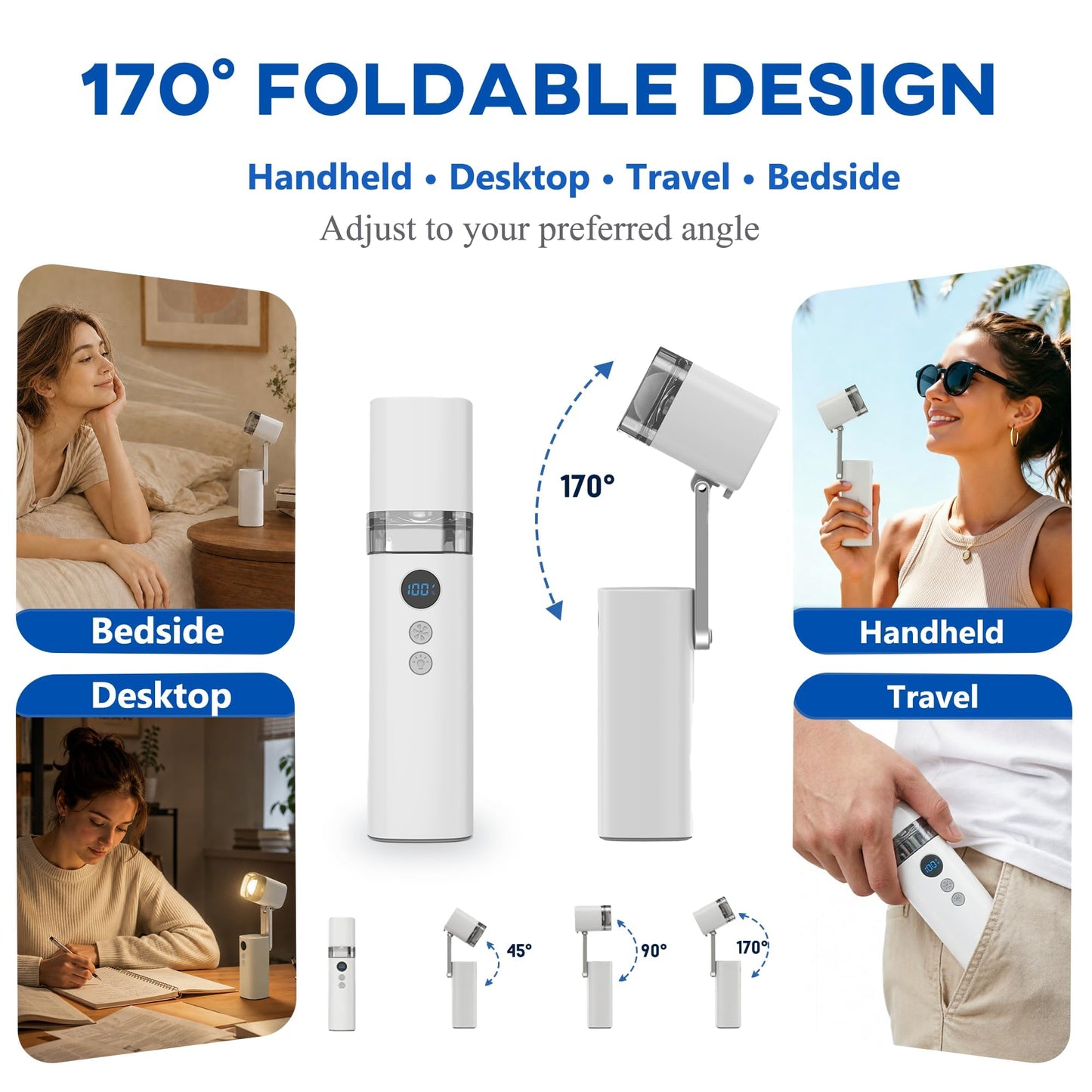 Blissfuhue Mini Handheld Turbo Fan with Flashlight Light