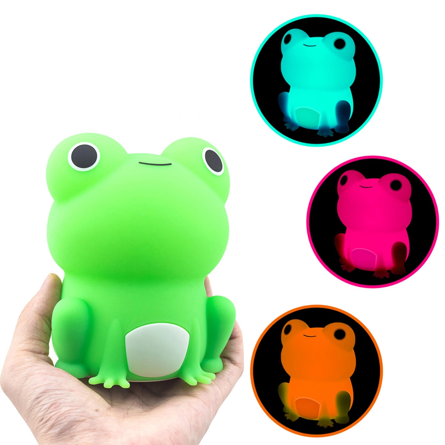 Myratts Led Cute Frog Night Light, Colorful Dimmable Timer Nursery Kawaii Lamps, Super Squishy Silicone USB Rechargeable Beside Lamp, Used for Camping