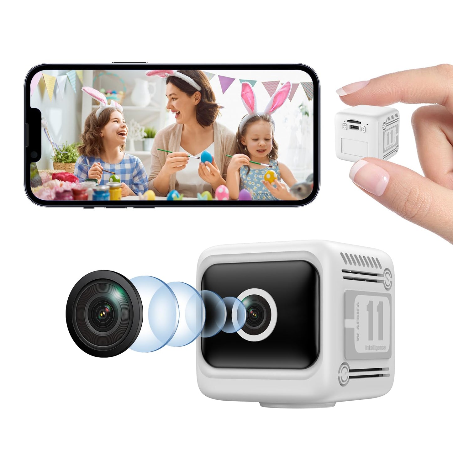 Vnmkp 2025 Upgraded Security Camera, Wireless Surveillance Camera, 4K HD Mini Nanny Cam for Home (with Night Vision) WiFi Indoor Camera(Video Only)