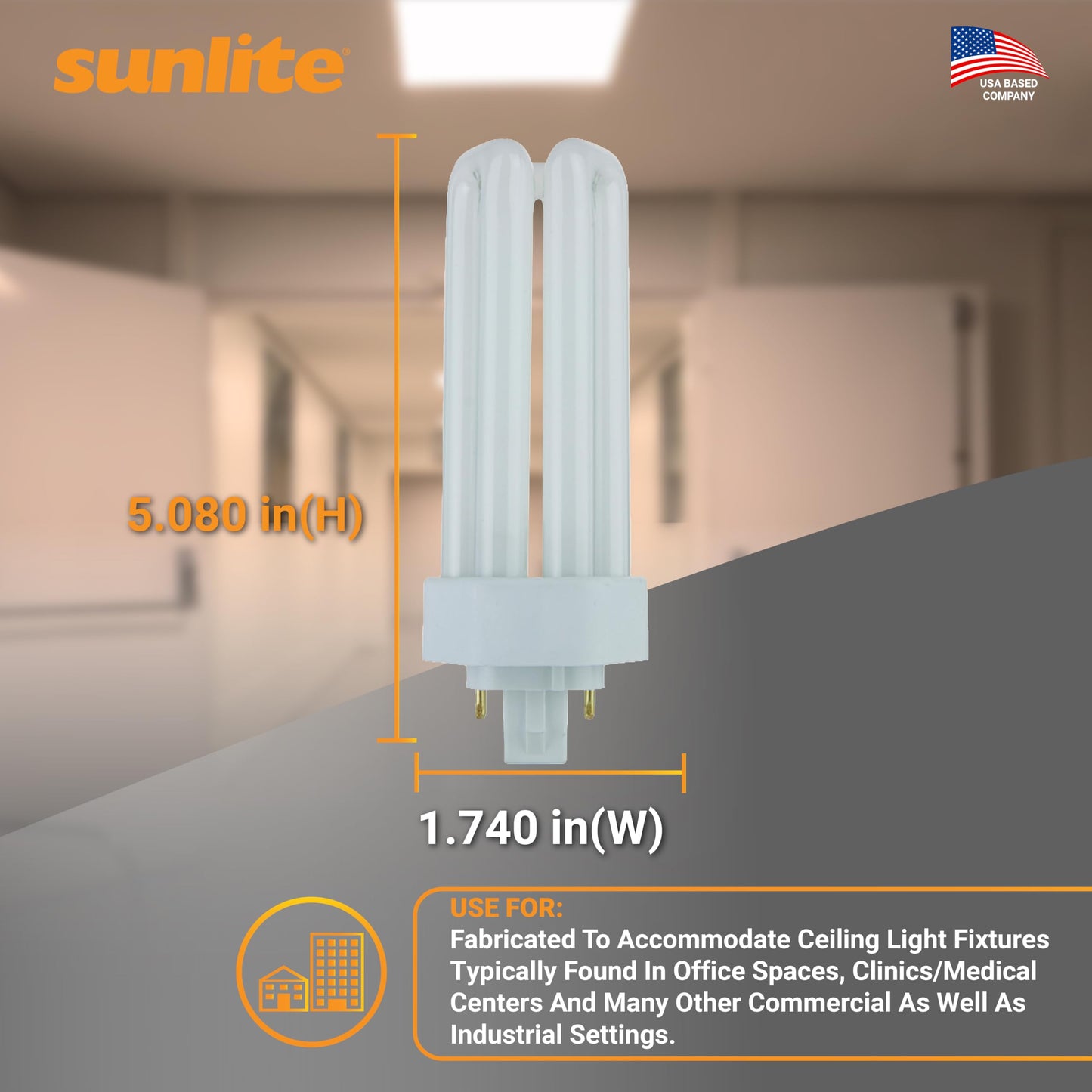 Sunlite PLT26/E/SP Compact Fluorescent Plug-in PLT 4-Pin Triple Tube, 26 Watts, 4-Pin GX24q3 Base, 1800 Lumens, 2700K Soft White, 10 Pack