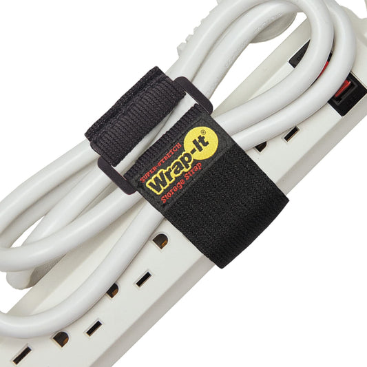 Super-Stretch Wrap-It Storage Straps - 9" (10 Pack) - Elastic Cinch Straps for Extension Cord Management, Cable Storage, Hose Organizer with Hook