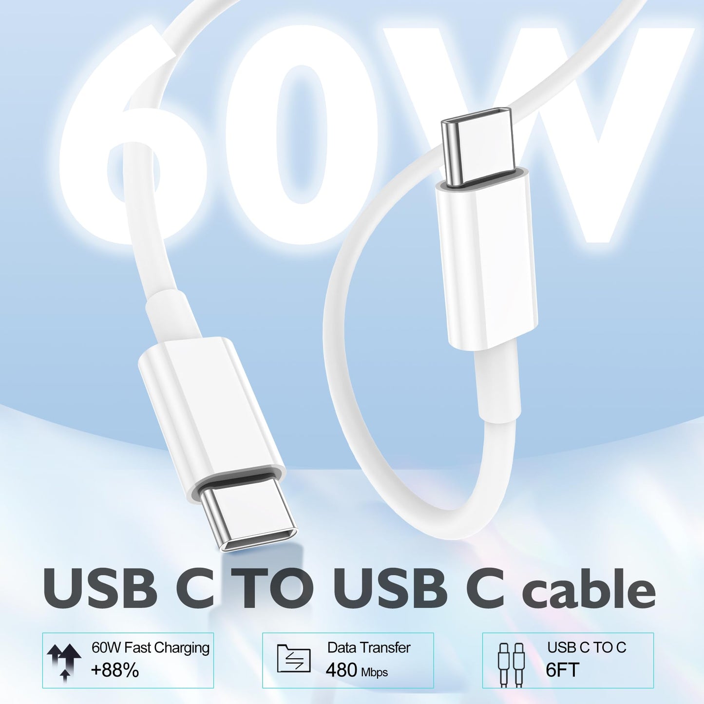 iPhone 17 Charger, 2Pack 20W Type C Charger Fast Charging Block with USB C Charger Cable 6FT for iPhone17/ 17 air/ 17 Pro/ 17 Pro Max, iPhone 16 Pro