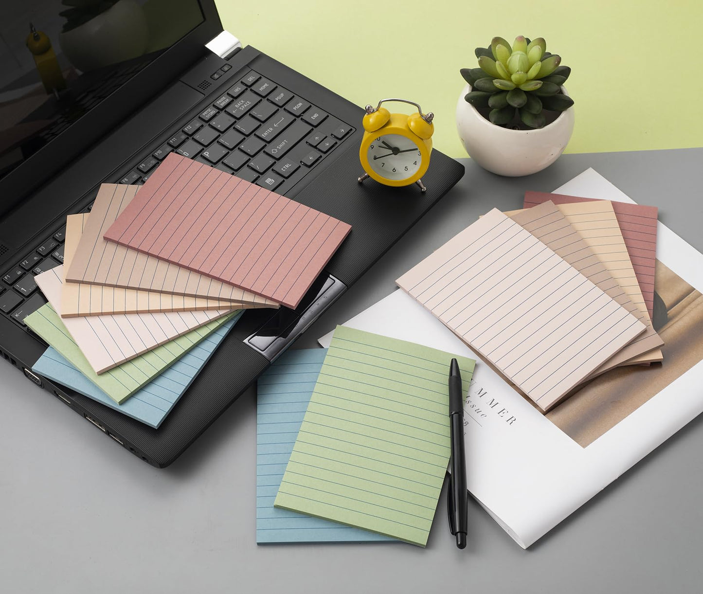 (6 Pack) Lined Sticky Notes 4x6 in,Vintage Large Notepads with Lines
