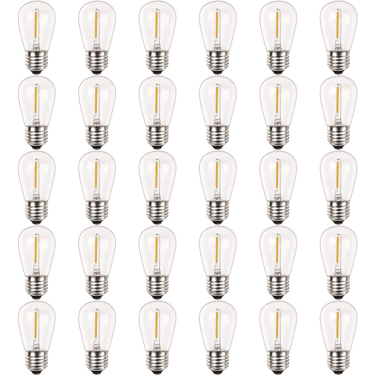 Newhouse Lighting Outdoor Weatherproof 1W S14 LED Replacement String Light Bulbs, Standard Base, 30-Pack